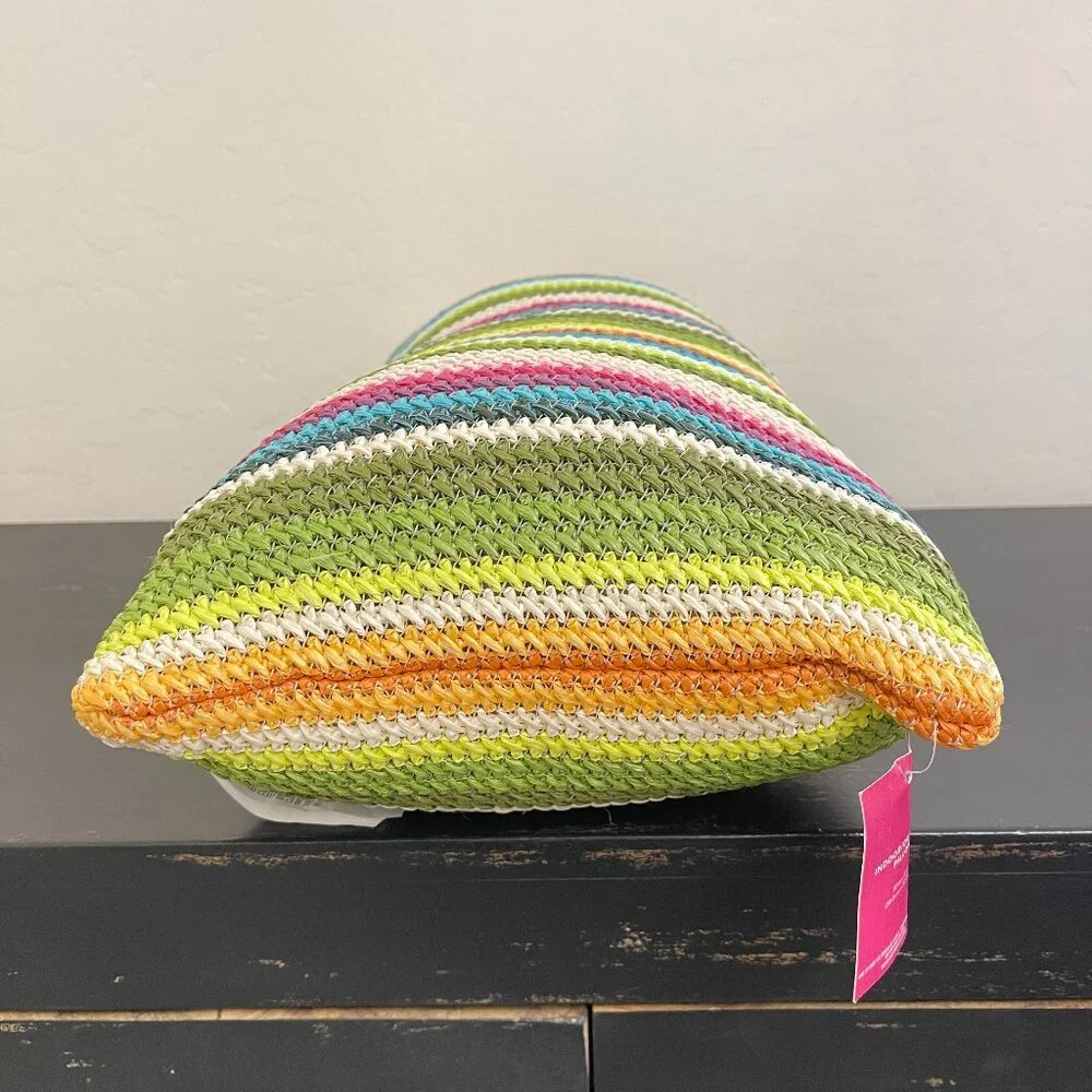 Sunglow Style Striped Woven Pillow Rectangle NWT New Colorful